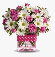Pink & white square vase