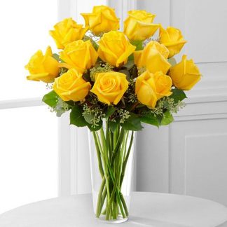 Yellow roses in vase